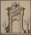 Design for Festival Architecture for an Entry into Paris for the King of Sweden, Frederick I of Hesse, Guillaume Thomas Raphaël Taraval (French, Paris 1701–1750 Stockholm), Pen and gray ink, brush and brown wash over graphite