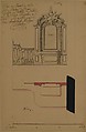 Design for an Altar and Choir Grill, Abbey at Rebais, Claude Louis D'Aviler (French, died Paris, 1764), Pen and black ink, with brush and black and rose wash over graphite underdrawing