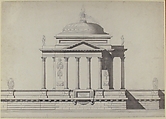Elevation of a Domed Corinthian Temple, Anonymous, French, 18th century, Pen and black ink, brush and gray wash, over graphite
