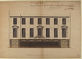 Elevation for the Court Front of the Hotel de Duval Dumanoir on Blvd. Montmartre, Paris, Pierre-Jean-Baptiste Chaussard (French, 1766–1823), Pen and black ink, brush and gray and green wash, and graphite