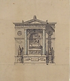 Elevation for a Wall Tomb, Attributed to Jean Michel Moreau le Jeune (French, Paris 1741–1814 Paris), Pen and black ink with brush and gray and blue wash over graphite underdrawing