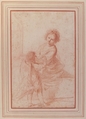 Saint Cecilia Playing the Organ, Guercino (Giovanni Francesco Barbieri) (Italian, Cento 1591–1666 Bologna), Red chalk