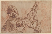 The Martyrdom of Saint Peter, Giovanni Battista Ricci (Giovanni Battista da Novara) (Italian, Novara 1537–1627 Rome), Red chalk, pen and brown ink, brush and brown wash