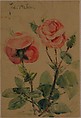 Two Roses, Zacharie Astruc (French, Angers 1833–1907 Paris), Watercolor