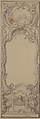 Design for a Folding Screen, Jacques de Lajoüe (French, Paris 1686–1761 Paris), Pen and gray ink, brush and gray wash over traces of black chalk and graphite