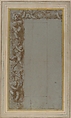 Design for Ornamental Border with Foliage, Putti and a Lion's Head, Alessandro Allori (Italian, Florence 1535–1607 Florence), Pen and brown ink, brush and brown wash, over traces of black chalk or graphite, highlighted with white gouache, on blue paper