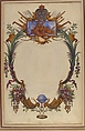 Design for a Cartouche, Nicholas Baily, Pen and gray ink, brush and gray wash, gouache and gold leaf