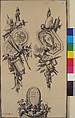 Two Designs for Trophies and a Cartouche, Jean Charles Delafosse (French, Paris 1734–1789 Paris), Pen and black ink with brush and gray wash