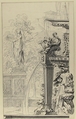 Study for a Garden Capriccio, Workshop of Gilles-Marie Oppenord (French, Paris 1672–1742 Paris), Pen and black ink, over graphite underdrawing; framing lines in pen and black ink