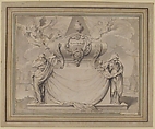 Design for a Funeral Ticket, Hubert François Gravelot (French, Paris 1699–1773 Paris), Pen and gray ink, brush and gray wash; framing lines in pen and gray ink