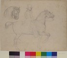 Man on Horseback, and Study of Horse's Head, Théodore Gericault (French, Rouen 1791–1824 Paris), Black chalk