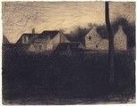Landscape with Houses, Georges Seurat (French, Paris 1859–1891 Paris), Conté crayon