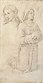Study of a Kneeling Youth and of the Head of Another, Perugino (Pietro di Cristoforo Vannucci) (Italian, Città della Pieve, active by 1469–died 1523 Fontignano), Metalpoint on pale pink-beige prepared paper