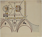 Design for a Vestibule, Anonymous, French, 19th century, Graphite, pen and black ink, watercolor