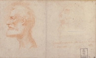 Head of a Bearded Man in Profile to Left, possibly the Portrait of the Poet Giorgio Anselmi (ca. 1459-1528), with Faint Sketch of a Skull-like Head, Parmigianino (Girolamo Francesco Maria Mazzola) (Italian, Parma 1503–1540 Casalmaggiore), Red chalk, the head at the left over a stylus sketch