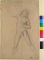 Standing Nude Youth, with right arm raised, Edgar Degas (French, Paris 1834–1917 Paris), Graphite (partially rubbed) on wove paper