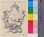 Parted Curtains Revealing Angels Upon Clouds Worshipping a Monstrance (Design for a Stage Set?), Attributed to Giovanni Battista Natali III (Italian, Pontremoli, Tuscany 1698–1765 Naples), Pen and brown ink, brush and gray wash