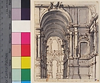 Design for Stage Set, Attributed to Giovanni Battista Natali III (Italian, Pontremoli, Tuscany 1698–1765 Naples), Pen and brown ink, brush and gray wash