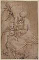 The Holy Family with the Infant Baptist, Luca Cambiaso (Italian, Moneglia 1527–1585 Madrid), Pen and brown ink, brush and brown wash.