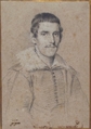 Portrait of Piermarino Bernabò, Ottavio Leoni (Il Padovano) (Italian, Rome 1578–1630 Rome), Black chalk, highlighted with white, on faded blue paper