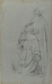 Kneeling St. Francis and St. Nicholas of Bari, After Moretto da Brescia (Alessandro Bonvicino) (Italian, Brescia ca. 1498–1554 Brescia), Black chalk, highlighted with white, on blue paper