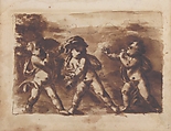Three Dancing Putti, Leonardo Scaglia (Italian, documented Perugia, Ancona, 1640–1650), Pen and brown ink, brush and brown wash