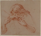 Youth Kissing an Outstretched Hand, attributed to Marco Benefial (Italian, Rome 1684–1764 Rome) - now Anonymous Italian - Roman ?, Red chalk, highlighted with white, on beige paper