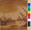 A Port Scene, attributed to Claude Lorrain (Claude Gellée) (French, Chamagne 1604/5?–1682 Rome), Pen and brown ink, brown wash, faint traces of graphite