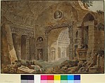 Architectural Fantasy with Roman Ruins, Charles Louis Clérisseau  French, Pen and brown ink and brush and brown and green wash