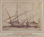 Four Boats, attributed to Michelangelo Cerquozzi (Michelangelo delle Battaglie) (Italian, Rome 1602–1660 Rome), Pen and brown ink, brush and brown wash, over traces of black chalk
