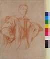 Study for a Portrait of a Man, Guillaume Courtois (French, Saint-Hippolyte 1628–1679 Rome), Red chalk
