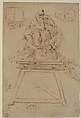 Study for the modeling stand of the Ugolino group, Jean-Baptiste Carpeaux (French, Valenciennes 1827–1875 Courbevoie), Pen and brown ink