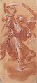Angel with a Banderole, Camillo Procaccini (Italian, Bologna 1555–1629 Milan), Red chalk, brush and red wash, highlighted with white, on beige paper