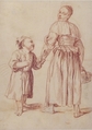Menghina Coming from the Garden Meets Cacasenno, Giuseppe Maria Crespi (Italian, Bologna 1665–1747 Bologna), Red chalk