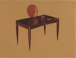 Dressing Table with Round Mirror on Stand, André Arbus (French, Toulouse 1903–1969 Paris), Watercolor and black ink over graphite