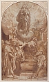 The Assumption of the Virgin, Cesare Nebbia (Italian, Orvieto ca. 1536–1614 Orvieto), Pen and brown ink, brush and brown wash; squared in red and black chalk
