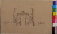 Design for Temporary Festival Pavillion at the Barrier du Maine, Charles de Blonde (French), Pen and black ink, graphite underdrawing