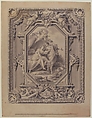 Design for a Sculptured Frame with Garlands and Statues and a Painting of Two Human Figures with Puttis inside the Frame., Carlo Borrelli (Ponticelli) (Italian, active Naples, 1775–86, died ca. 1789), Pen and black ink, brush with gray and black wash over some traces of leadpoint