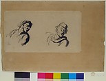 Two Male Heads, Honoré Daumier (French, Marseilles 1808–1879 Valmondois), Conté crayon and wash. Laid paper.