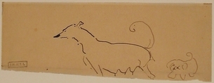Two Dogs, Henri de Toulouse-Lautrec (French, Albi 1864–1901 Saint-André-du-Bois), Pen and brown ink