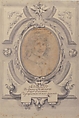 Self-Portrait, Onorio Marinari (Italian, Florence 1627–1715 Florence), Black and red chalk on beige paper (the oval portrait); brush and gray wash over black chalk (the drawn frame)