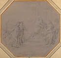 Unidentified Subject, Placido Costanzi (Italian, Rome 1702–1759 Rome), Black chalk, highlighted with white, on gray-washed paper