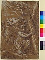 The Martyrdom of St. Andrew, Michel Corneille the Younger (French, Paris 1642–1708 Paris), Pen and brown ink, brown wash, heightened with white, over black chalk