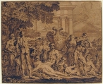 Bacchanal, François Roëttiers (French, London 1685–1742 Vienna), Pen, point of brush, brown ink, on beige paper