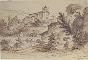 The Church of São Martinho in Sintra, Portugal, Pierre Lélu (French, Paris 1741–1810 Paris), Pen and brown ink, brush and brown and gray wash, over traces of graphite