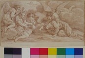 Christ Falling under the Cross, Charles Nicolas Cochin II (French, Paris 1715–1790 Paris), Red chalk, framing lines in pen and brown ink