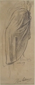 Back View of a Draped Male Figure Holding a Staff, Henri Lehmann (French, Kiel 1814–1882 Paris), Graphite
