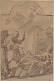 St. Roch Interceding before the Holy Trinity for Plague Victims, Laurent de La Hyre (French, Paris 1606–1656 Paris), Black chalk, brush and gray wash