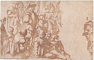 The Martydrom of St. Andrew, Giovanni Battista Spinelli (Italian, documented Naples ca. 1630–ca. 1660 Naples (?)), Pen and brown ink, brush and brown wash, over black chalk