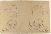 Architectural Motifs: Four Rinceaux, Georges Seurat (French, Paris 1859–1891 Paris), Black chalk